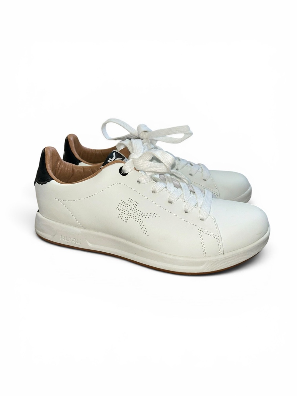 Kuru Roam White Jet Black Classic Court Sneakers Trainers Size 8